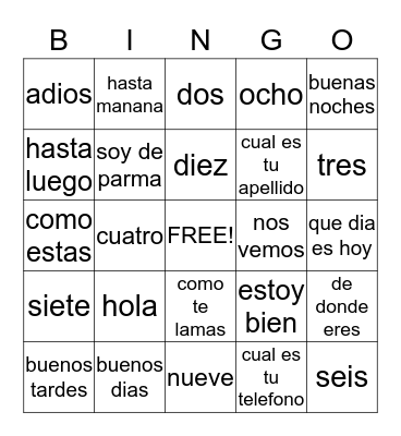 BINGO Card