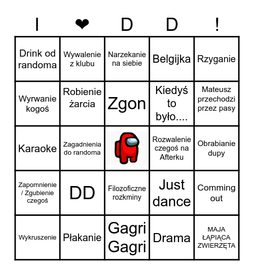 SUGUS Bingo Card