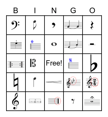 Musical Symbols Bingo! Bingo Card