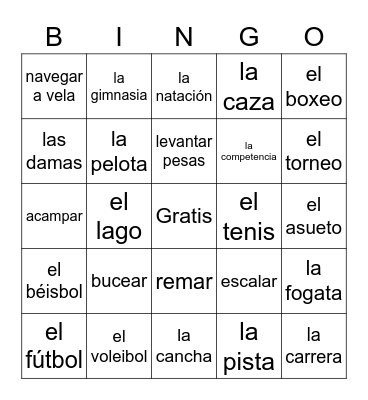 El Tiempo Libre Bingo Card