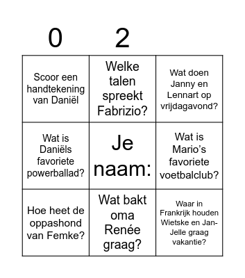 Mario & Jooske 21 mei 2022 Bingo Card