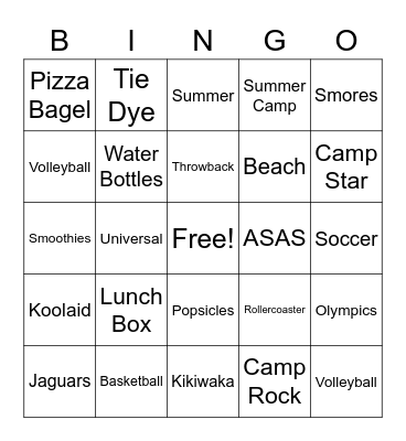 ASAS Summer Bingo Card