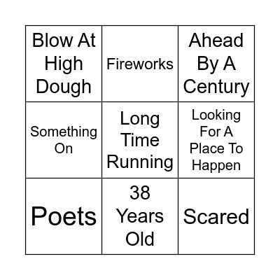 The Tragically Hip Bingo Card