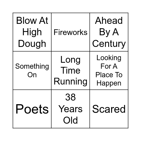 The Tragically Hip Bingo Card