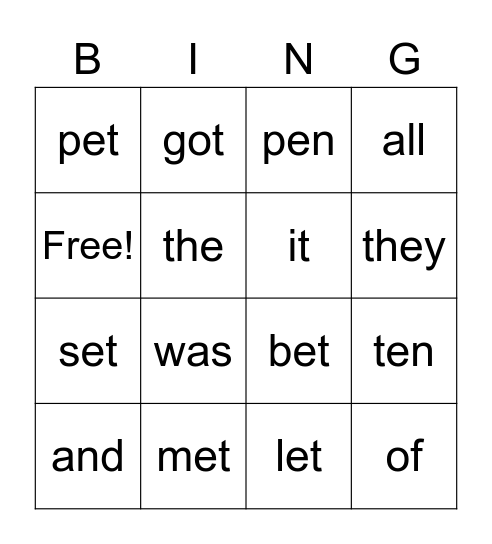 Aron and Liam Bingo Card