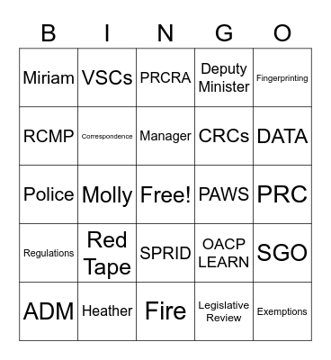 TEAM MEETING Bingo Card