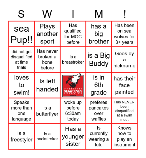 SeaWolves Bingo! Bingo Card