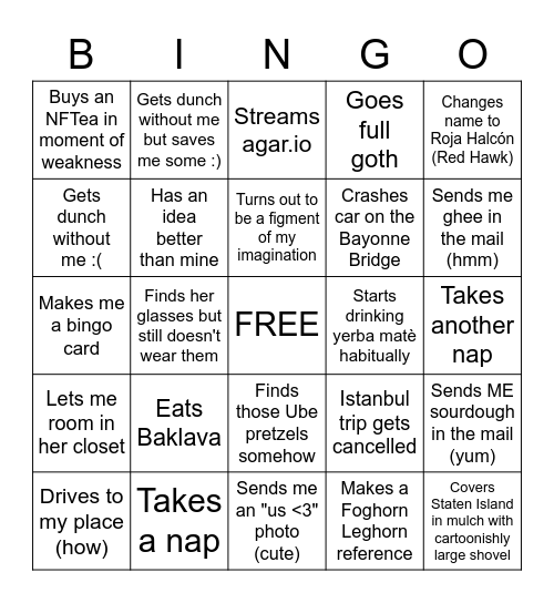 Roja Bingo Card