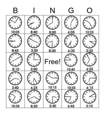 TIME UPON TIME Bingo Card