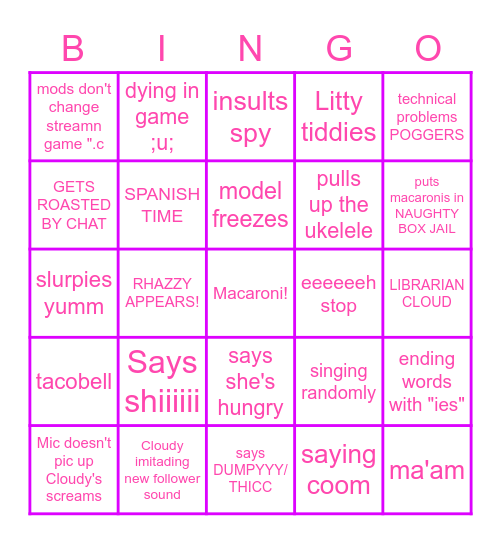 MACARONI GAMIN Bingo Card