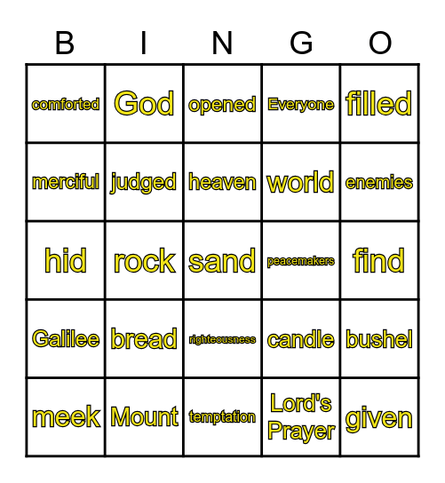 The Beatitudes Bingo Card