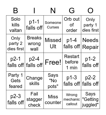 Awesome Valtan Hard Bingo Card