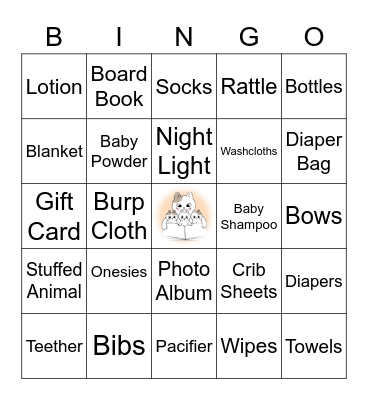 Baby Shower Bingo Card