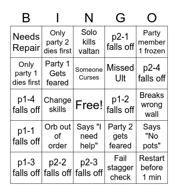 Awesome Valtan Hard Bingo Card
