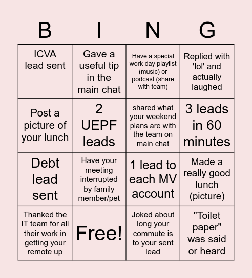 MDM BINGO Card