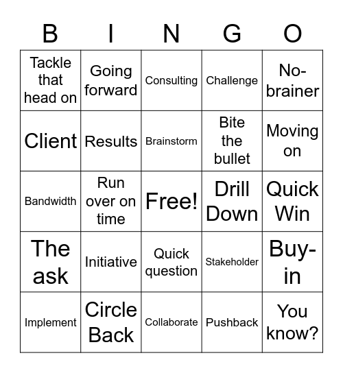 FMP Buzzword Bingo Card