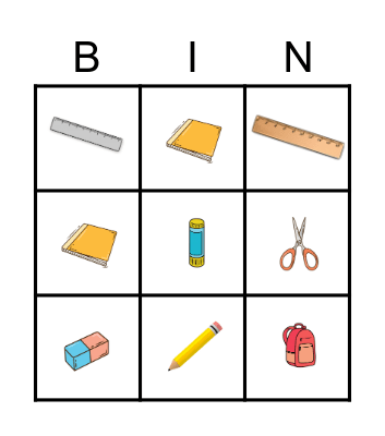 SCHOOL SUPPLIES Bingo Card