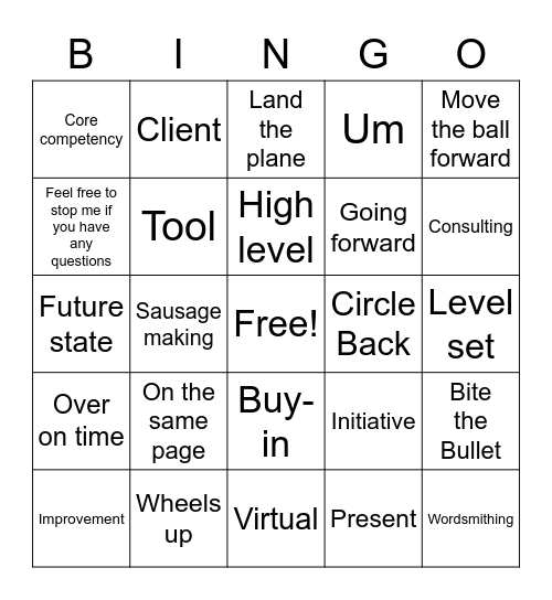 FMP Buzzword Bingo Card