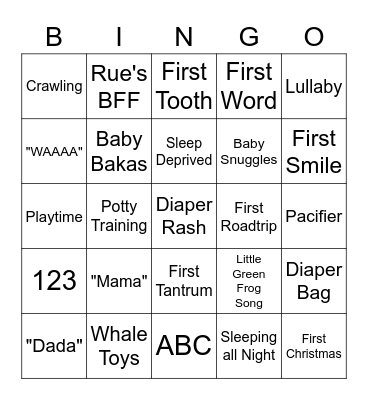 Baby Bingo Bash Bingo Card