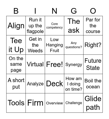 FMP Buzzword Bingo Card