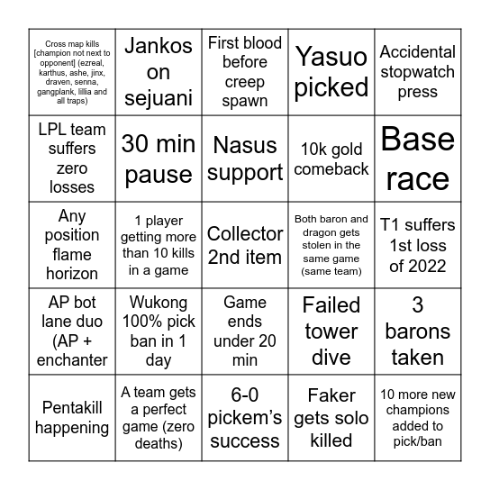 MSI Bingo Card