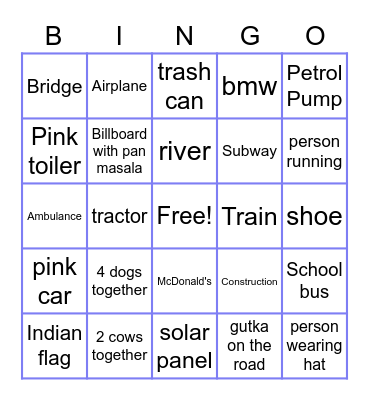 Indian Bingo V2 Bingo Card