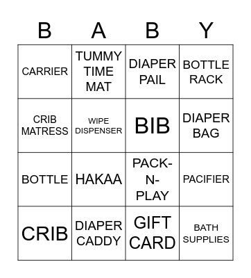 Baby Chew's Shower Bingo!! Bingo Card