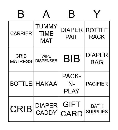 Baby Chew's Shower Bingo!! Bingo Card