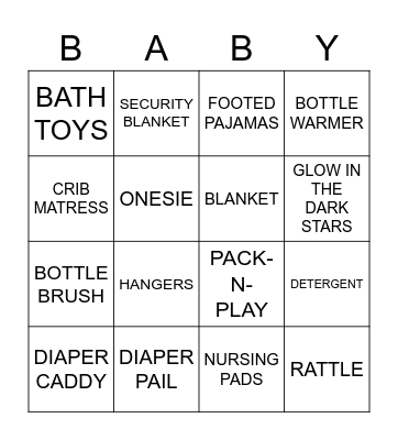 Baby Chew's Shower Bingo!! Bingo Card