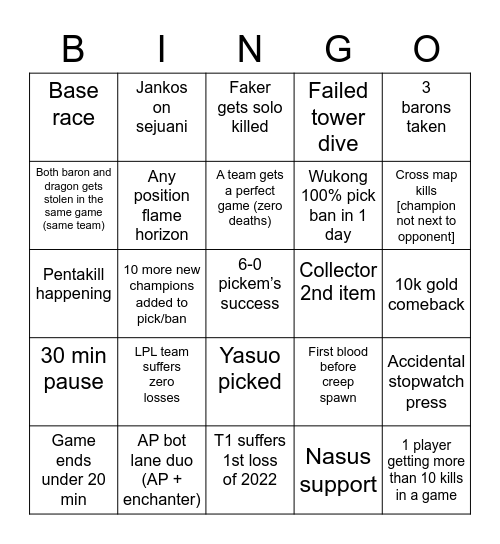 MSI Bingo Card