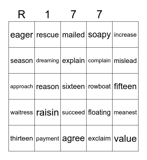 Red 177 Bingo Card