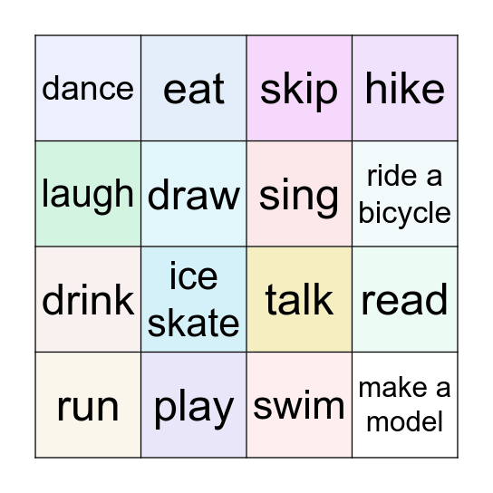 Greg 动词Bingo卡 Bingo Card