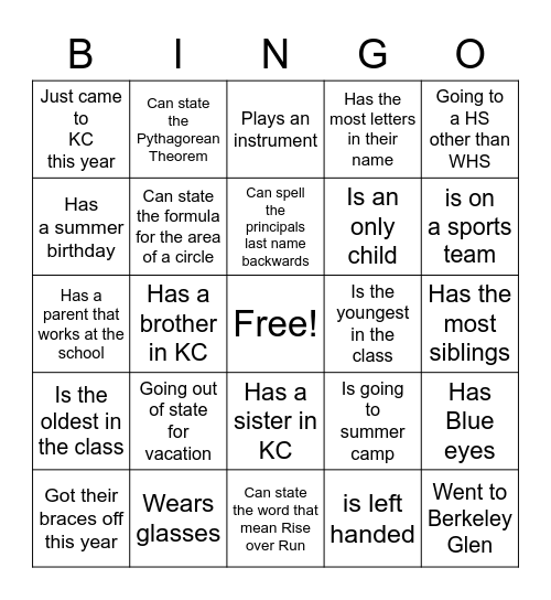 END OF YEAR BINGO Card