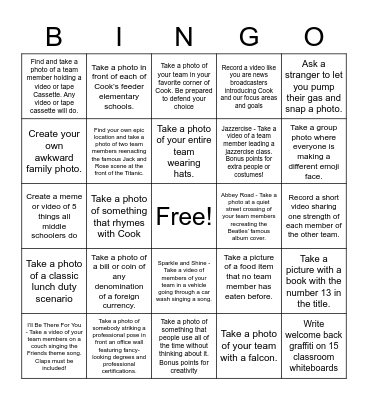 ILT Scavenger Hunt Bingo Card