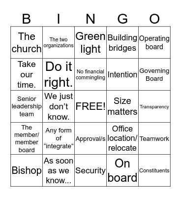 Affiliation Bingo Card
