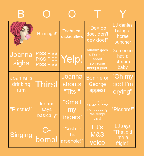 Booty Bingo Card