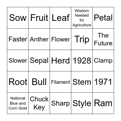 Agriculture Bingo Card