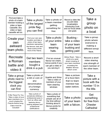ILT Scavenger Hunt Bingo Card