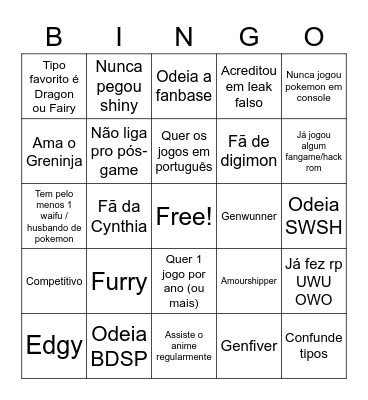 Fã de Pokémon Bingo Card