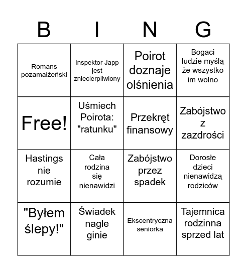 Poirot Bingo Card