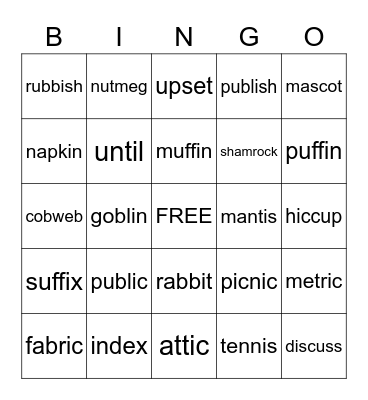 3.1 Cactus Words Bingo Card