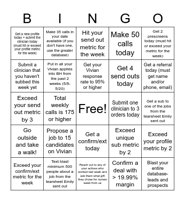 FRIDAY BINGO Card