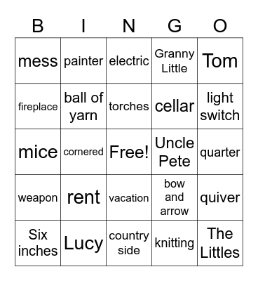 The Littles (3-5) Bingo Card