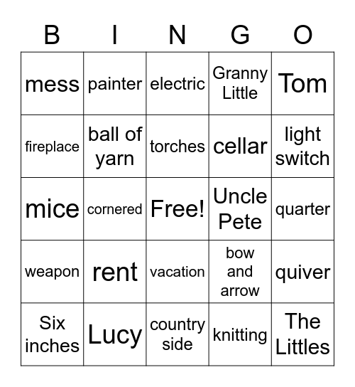 The Littles (3-5) Bingo Card