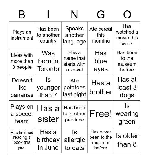 Get-to-Know-You BINGO! Write the name of someone who... Bingo Card