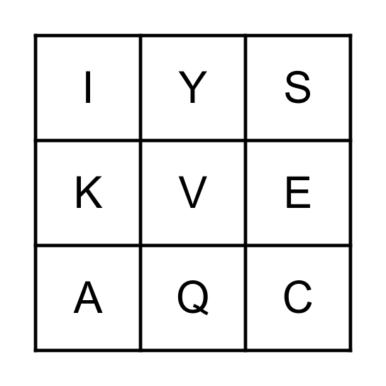 Alphabet #1 Bingo Card