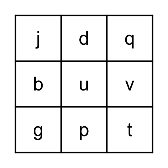 Alphabet #2 Bingo Card