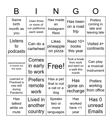 Offsite Bingo Card