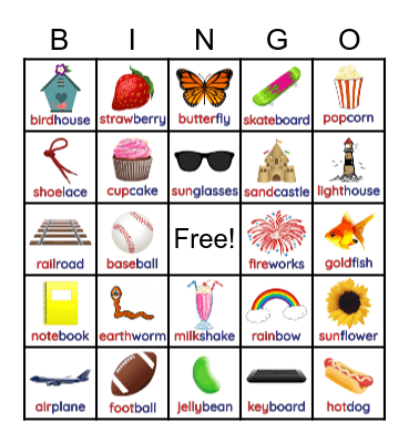 Compound Word Bingo Card