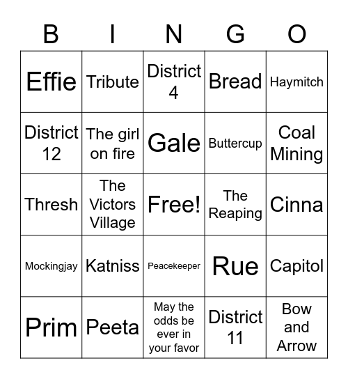 Hunger Games BINGO Card